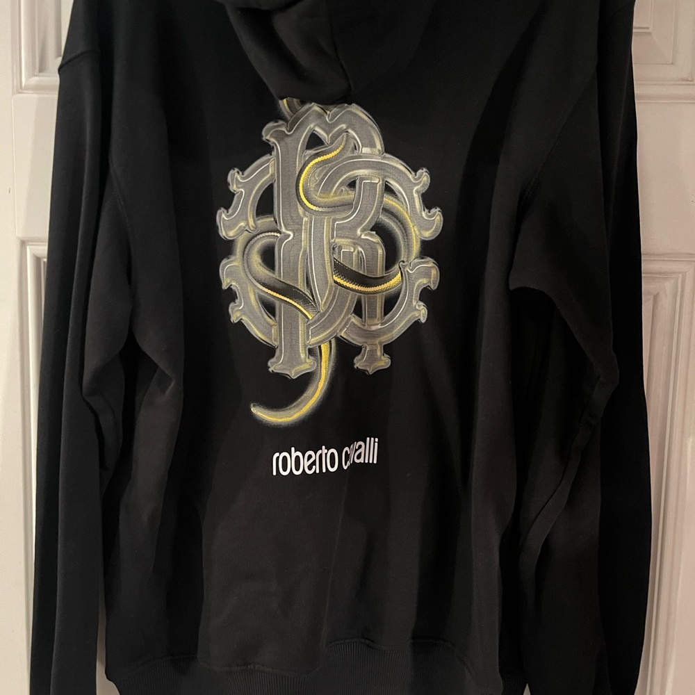 Roberto Cavalli Black Sweater with Silver and Gold Design
